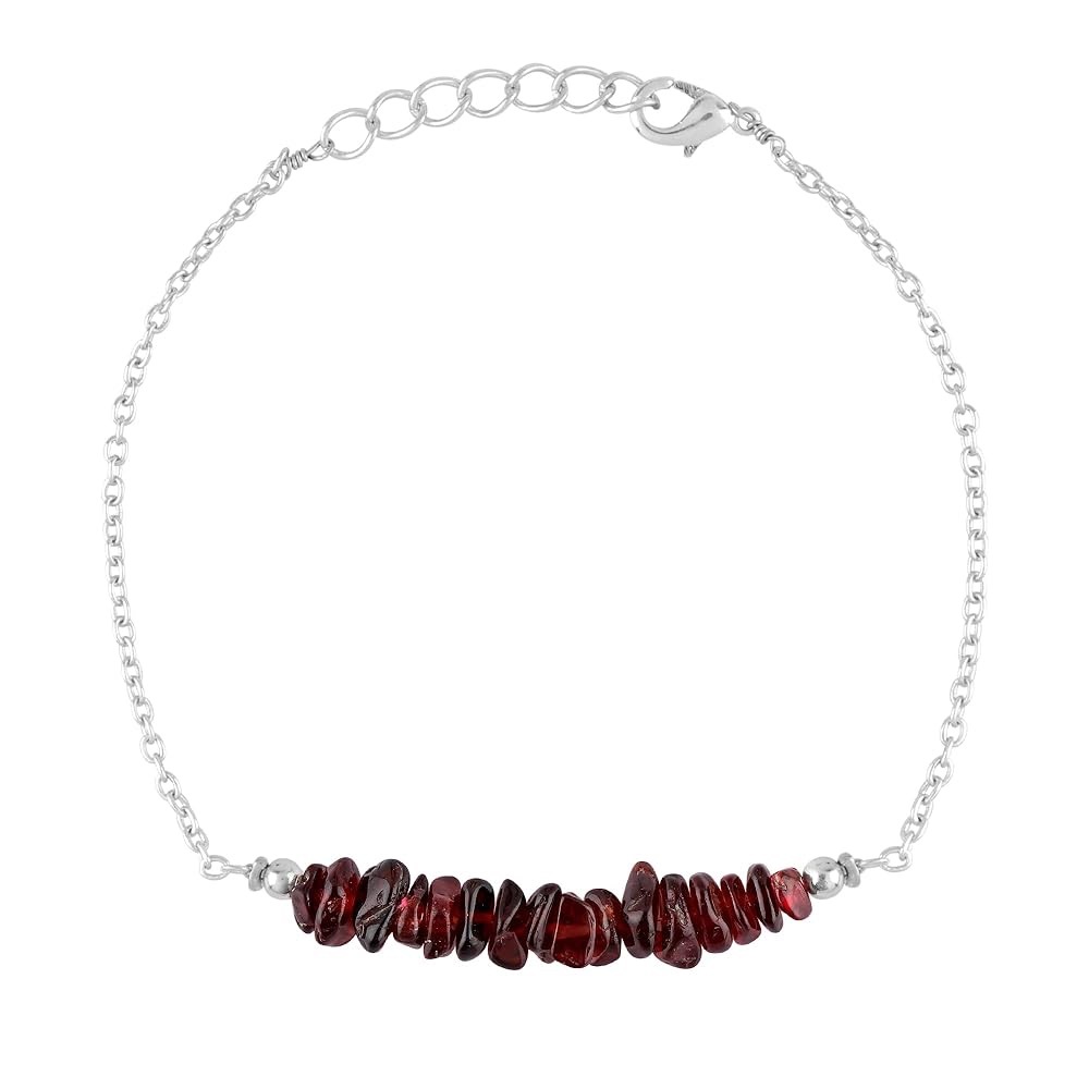 Silver and Red Stone Bracelet